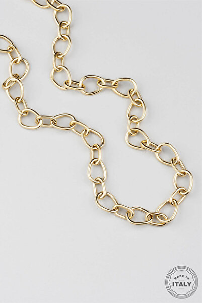 So CHIC... İtalyan 18 Ayar Sarı Altın Kaplama 48 Cm Gümüş Zincir Kolye