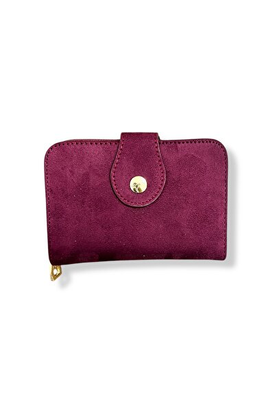 Mevo Kadın Bordo Renkli Fermuarlı Ve Çıtçıtlı Kağıt Ve Bozuk Para Bölmeli Kad...