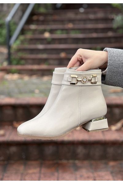 BESKAR Μπότες με τακούνι Terci Beige Skin