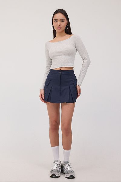 Addax Boat Neck Long Sleeve Crop Blouse B1698-S5