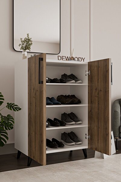 DEWOODY Ayakkabılık 4 Bölmeli Kulplu Ayakkabılık Çok Amaçlı Dolap