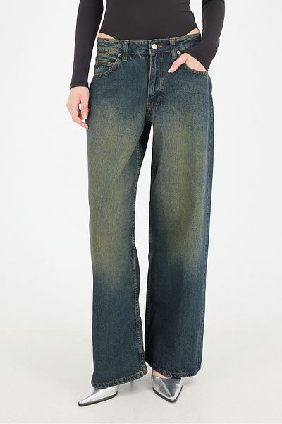 Addax Regular Waist Wide Leg Jean Trousers Pn5242-Pnf