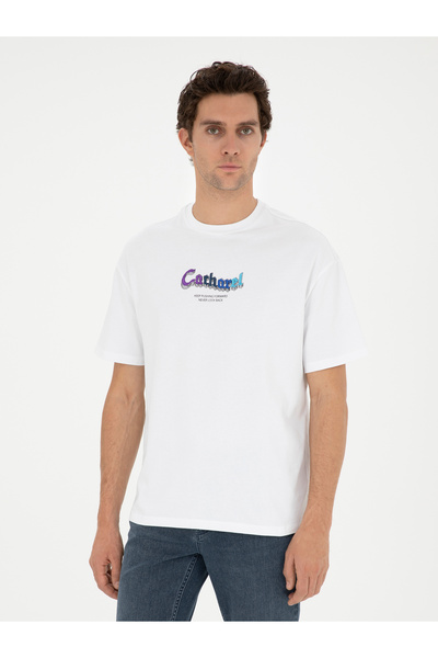 Cacharel Beyaz Oversize Bisiklet Yaka T-shirt 50284874-VR013