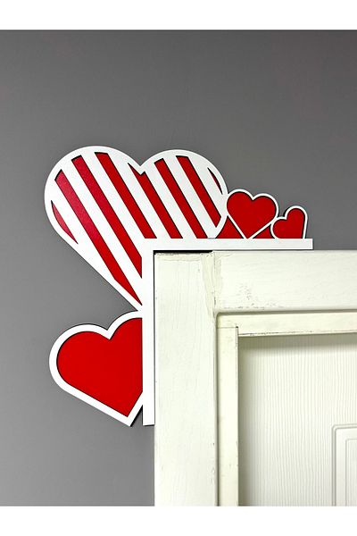 karbonsoft Door Decorative Wooden Heart Patterned Handmade Product - 30X30 cm