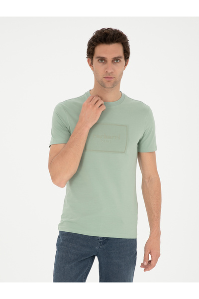 Cacharel Haki Slim Fit Bisiklet Yaka T-shirt 50285163-VR027