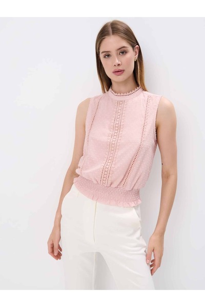 SELAZRA Ruwa Hakim Yaka Sıfır Kol Standart Boy Regular Fit Beyaz Renk Bluz - ...