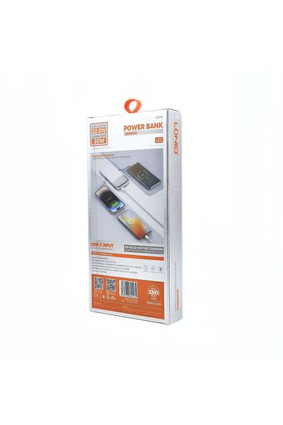 LDNIO Power Bank 20000 MAH. 22.5 W / LED digital display / with tow cable - Lightning & Type-C PQ20