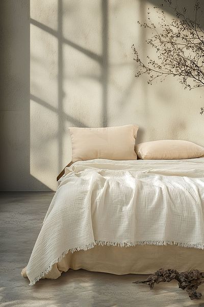 Barine Cocoon Cotton Muslin Bedspread - 4 Layers Ecru 200X220