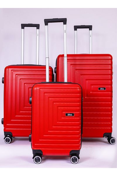 Mnuk Pilgrimage Set of 3 Traveling Luggage | Hardside Trolley | 20/24/28 Red