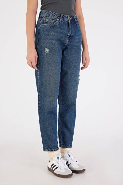 Addax High Waist Mom Jean Trousers - PN8582-PNE