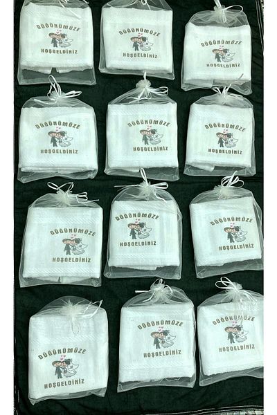 yörük tuhafiye Wedding Towel, tulle, Wedding Towel with Pouch, Car Towel, Convoy Towel, 12 Pcs Packed, Pouch
