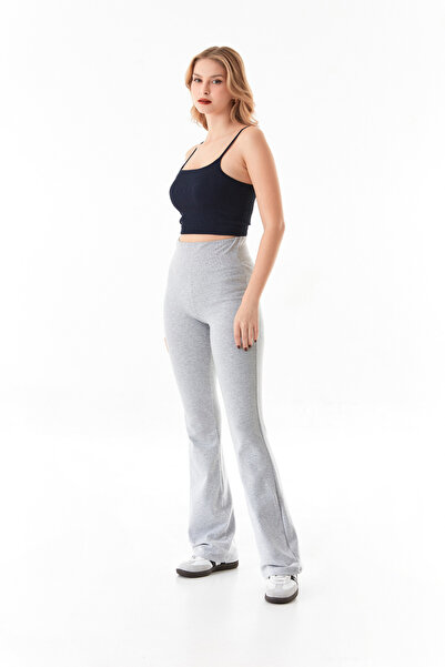 Fulla Moda Beli Lastikli Yüksek Bel Flare Pantolon