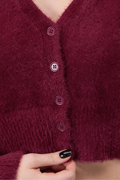 Addax Soft Textured Buttoned Crop Cardigan H3339-A2
