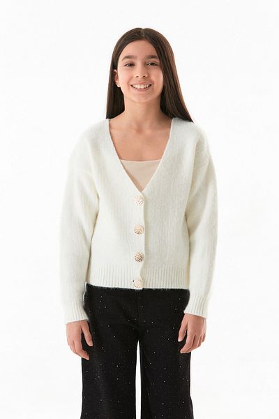 Fulla Moda Cardigan pentru fete cu decolteu în V cu nasturi
