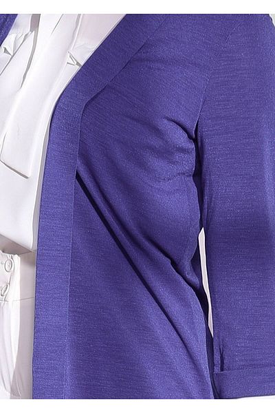 TRENDTESETTÜR Women's Navy Blue Cardigan - Slit Detail, Model A.Saks 124