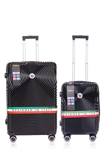 Mnuk Cruise Set of 2 Luggage | Hardside Trolley with USB Port | 20/28 Black