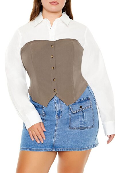 Forever 21 Plus Size Straplez Yaka Bluz