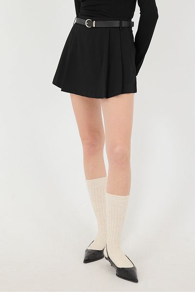 Addax E13709-I10 Model Belted Pleated Mini Skirt