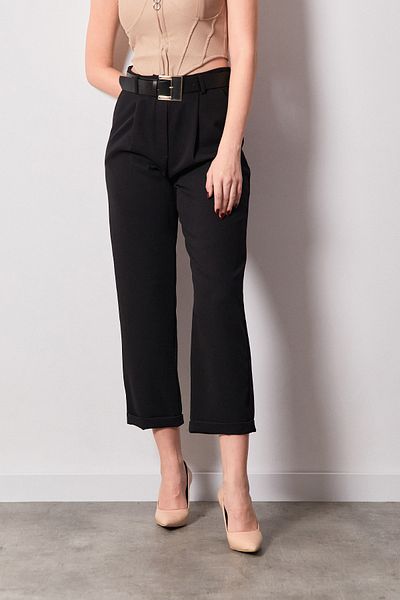 Fulla Moda Double Leg Fabric Trousers with Waist Belt