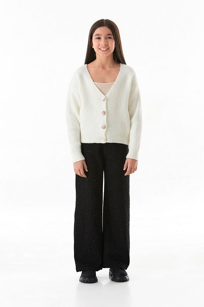 Fulla Moda 100% Cotton Stoned Girl's Palazzo Pants