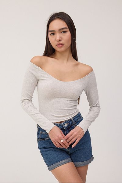 Addax Boat Neck Long Sleeve Crop Blouse B1663-W12