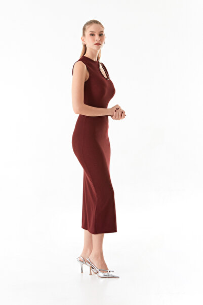 Fulla Moda Φόρεμα με ραβδώσεις με λεπτομέρεια από πέτρα