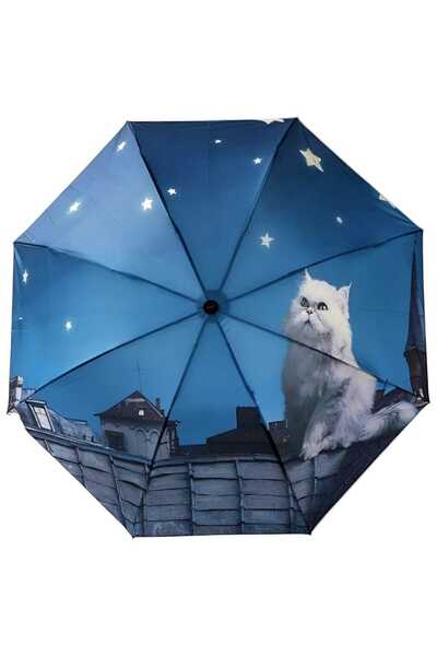 Uniquetrenders Kedi Desenli Canlı Lüx Renkli Baskılı Rüzgara Dayanıklı 8 Tell...
