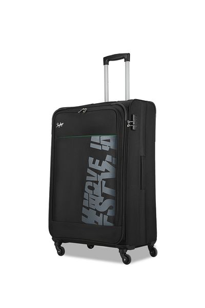 Skybags Rhumba Checked Luggage, Polyester Soft Sided, 24" Black
