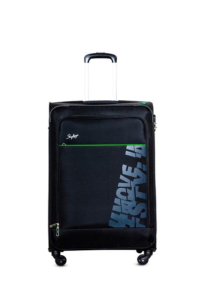 Skybags Rhumba Checked Luggage, Polyester Soft Sided, 24" Black
