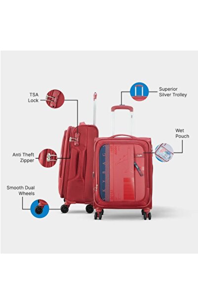 Skybags Airway Pro Set of 2 Luggage Expandable, TSA Lock, 20/28 Red