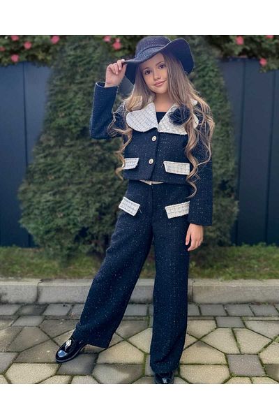 Kids Nora Dress Girls' Holiday Suit Jacket&Pants&Hat&Brooch