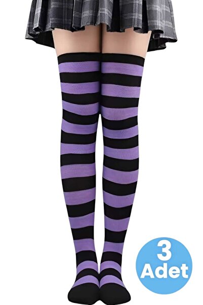 Trenderrs Women's Thick Stripe 3-Piece Knee High Socks