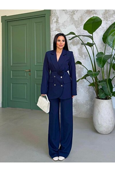 SUXİRCNHTMTS Γυναικείο κοστούμι Palazzo με ροζ ζώνη