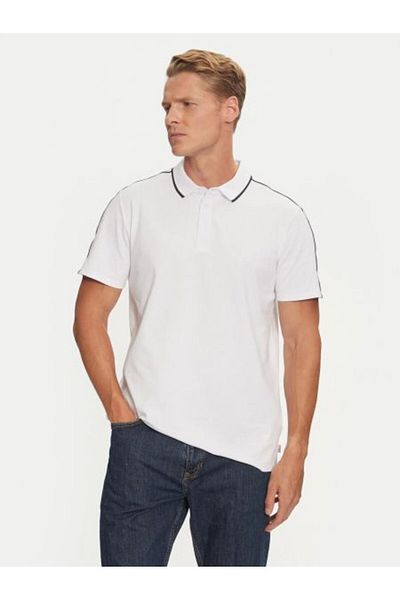 Guess Ανδρικό λευκό μπλουζάκι Ss Quattro G Tape Polo M4yp40kars0-g011