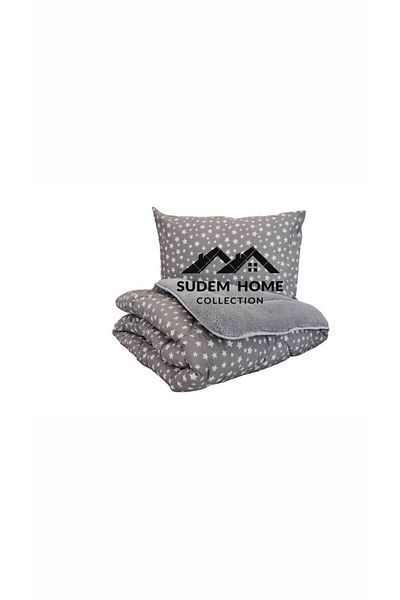 Sudemhome Welsoft Single Soft Quilt - Double Plush Sides, Fluffy, Gray Star Pattern