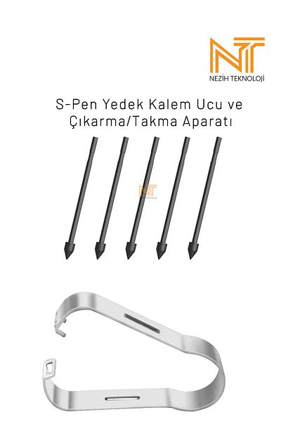 Nezih Case رأس قلم احتياطي من S-Pen وجهاز تثبيت - 5 رؤوس قلم احتياطية، متوافقة مع جميع موديلات S-Pen