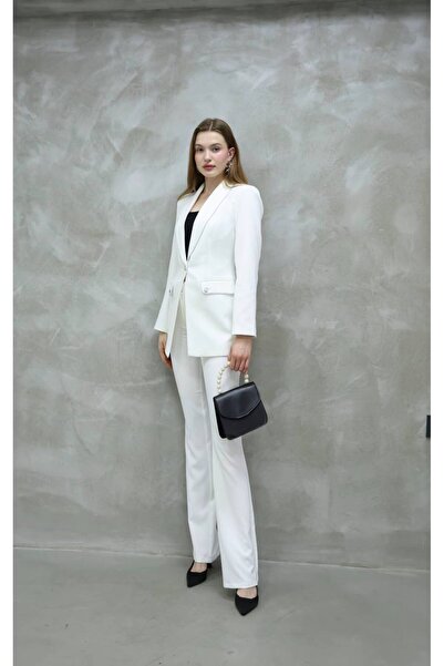 SUXİRCNHTMTS Kadın Yakası Taş Biyeli Düğme Detay Takım