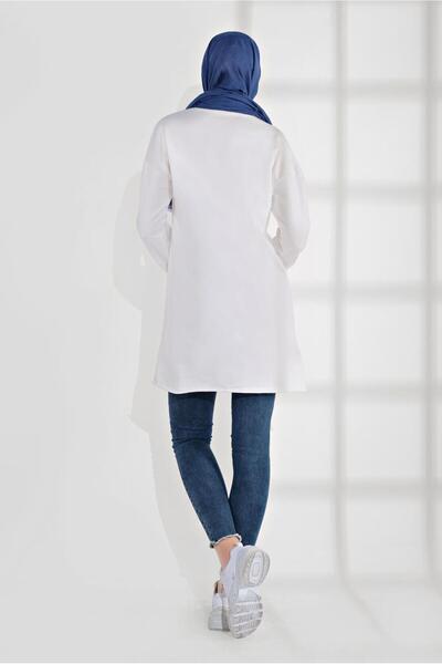 TRENDTESETTÜR Women's Cream Tunic - Cotton, Text Printed, Model 2300