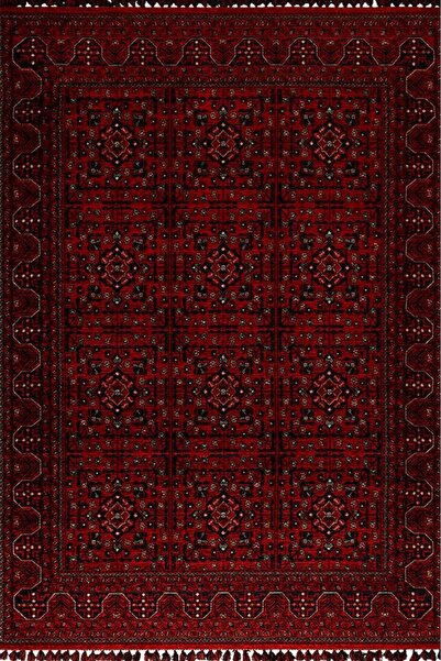 Emin Halı Afgan Kırmızı TR08 Afgan Tarzı Akrilik  Salon Halısı Mutfak Halısı ...