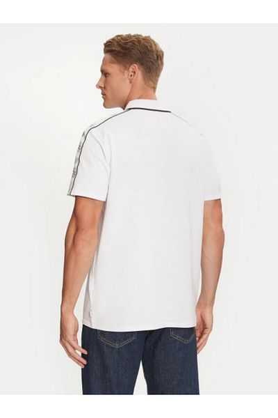 Guess Ανδρικό λευκό μπλουζάκι Ss Quattro G Tape Polo M4yp40kars0-g011