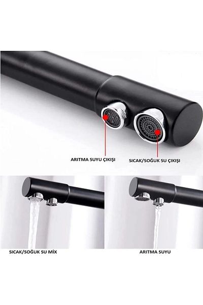 FAUMIX Black 3-Way Sink Faucet (HOT-COLD-PURIFY) Purified Kitchen Faucet