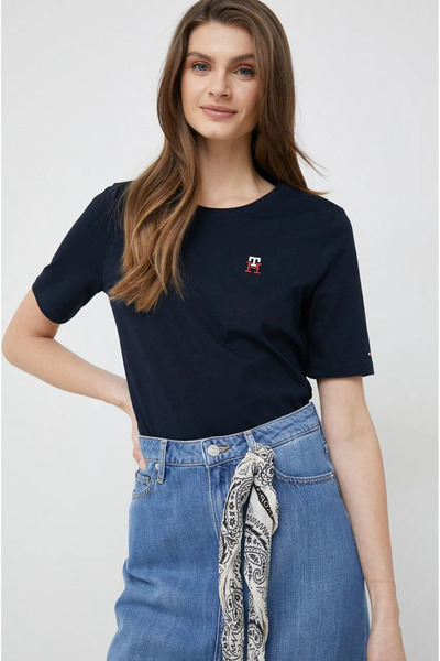 Tommy Hilfiger WOMEN'S TH CHEST EMBROIDERED LOGO REGULAR FIT T-SHIRT
