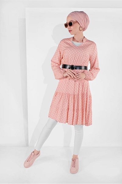 TRENDTESETTÜR Polka Dot Powder Women's Tunic 1491