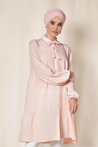 TRENDTESETTÜR Women's Pink (A.SOMON) Gathered Back Tunic 4851