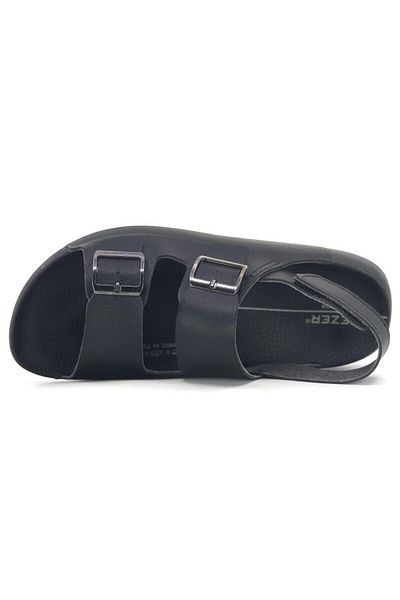 Ayzen Black Double Buckle Comfort Sandals