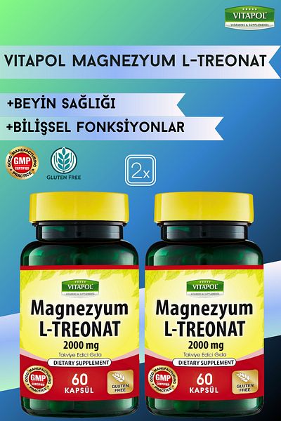 Vitapol 2000 Mg Magnesium L-Treonate - 2X60 Vegan Capsules
