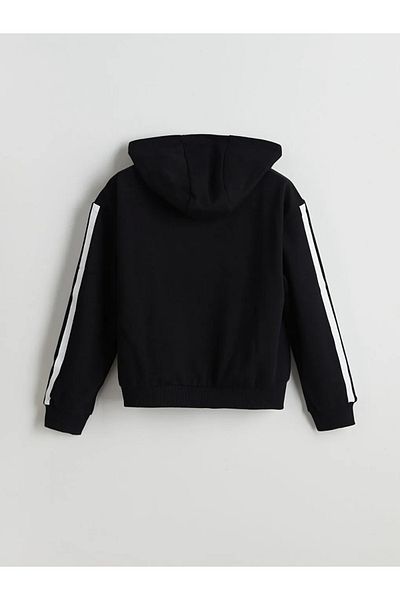 LC Waikiki Детски суитшърт с качулка и цип LCW Kids Black
