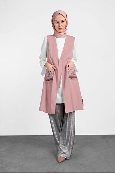 TRENDTESETTÜR Women's Powder (SOMON) Pocket Detailed 2-Piece Tunic 4437