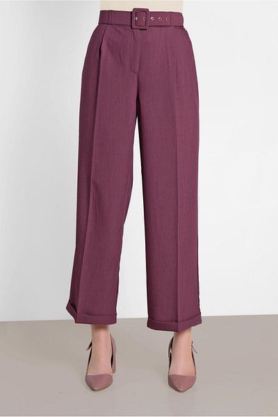 TRENDTESETTÜR Women's Pink (K.ROSE) Wide Leg Trousers with Intermediate Waist 7581