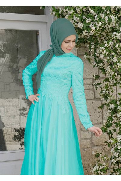 TRENDTESETTÜR Γυναικείο βραδινό φόρεμα Green Judge Collar - MINT 5018